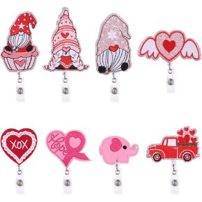 Kalolary Christmas Badge Reel Holder for Nurse, Retractable Knitting Badge Holder with Swivel Alligator Clip, Santa Claus Gingerbread Man Snowman Name ID Badge Clip for Nurse Doctor Teacher Student