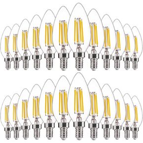 FLSNT 60W Equivalent LED Chandelier Light Bulbs, Dimmable LED B11 E12 Candelabra Base Bulbs, 3500K Natural White, 550LM, 24 Pack