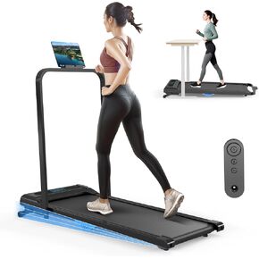 2 in 1 Portable Home Walking Pad, 2.5HP Office Under Desk Treadmill, Remote Control Walking Pad Max Speed 3.8 MPH, Max Weight 300 lbs, Compact Treadmill, LED Display