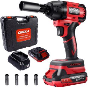 Cordless Impact Wrench,1/2 impact gun，405 Ft-lb（550NM） High Torque 3200 RPM,with a 21V 2.0Ah Li-Ion Battery, Fast Charger,Brushless motor，4 Sockets