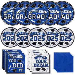 أطباق ومناديل التخرج 2024 لوازم حفلات التخرج، أطباق عشاء للاستعمال مرة واحدة، أطباق ورقية للحلوى، ومناديل لتزيين حفلات التخرج باللون البرتقالي، تكفي 50 شخصًا in Kuwait