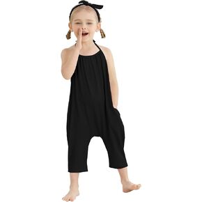 Resinta Baby Toddler Girls' Harem Halter Backless Romper Girls Strap Slouch Jumpsuit Summer Clothes with Headband Pockets