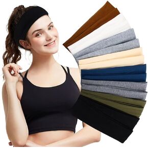 Yoga Sports Headbands for Women,Elastic Stretch Girls Athletic Headbands, Wide Non-Slip Workout Headband, 16 Pack, Multiple Colors