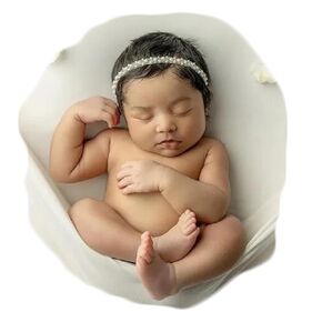 Zeroest Newborn Photography Props Baby Girl Photoshoots Pearl Headbands Infant Girl Photo Posing Beaded Headband Props (Ivory, One Size)