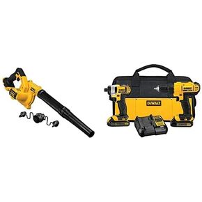 DEWALT 20V MAX* Blower for Jobsite, Compact, Tool Only (DCE100B) with DEWALT 20V MAX* Cordless Drill Combo Kit, 2-Tool (DCK240C2)
