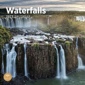 2025 Waterfalls Monthly Wall Calendar by Bright Day, 12 x 12 Inch Beautiful Landscape Photography Gift