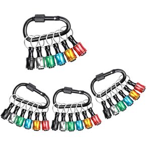 24PCS 1/4 Hex Shank Drill Bit Holder Keychain Extension Bar Quick Release Bit Holders for Impact Driver Drill Bit, Screwdriver Bit Holder, Aluminum Alloy, 3lbs Load Capacity