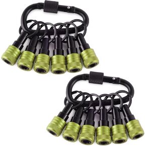 Bit Holder Key Chain 12 Pcs Set, 1/4 inch Socket Hex Shank Bit Holders Keychain for Impact Drills Nut Driver, Quick Release Screwdriver Extension Tool with Carabiner, Tools Gifts for Men (Orange)