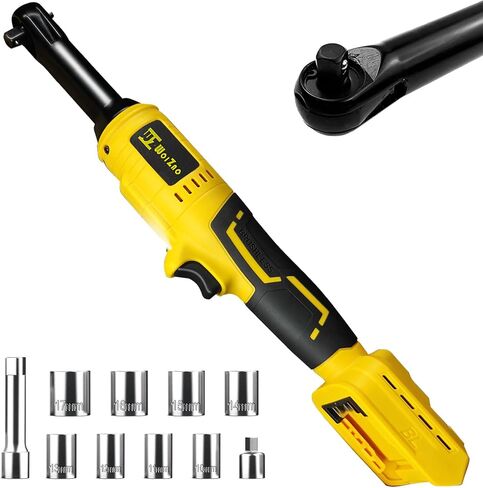 3/8" Cordless Ratchet Wrench Set Compatible with DEWALT 20V MAX Battery,74Ft-Lbs Brushless Motor Power Electric Ratchet Tool Kit, 1/4" Adapters, 3" Extension Bar & 7 Sockets(Tool Only) in Saudi Arabia