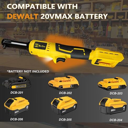 3/8" Cordless Ratchet Wrench Set Compatible with DEWALT 20V MAX Battery,74Ft-Lbs Brushless Motor Power Electric Ratchet Tool Kit, 1/4" Adapters, 3" Extension Bar & 7 Sockets(Tool Only) in Saudi Arabia