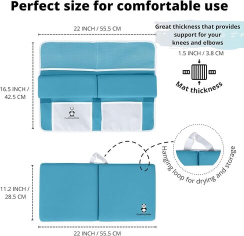 مجموعة وسادة الاستراحة والكوع - 2pc مجموعة حصيرة حمام الطفل الممتازة - وسادة الركوع غير الانزلاق مع جيوب التخزين - قابلة للغسل ، حزمة وسادة رغوة متينة - رمادية in Kuwait