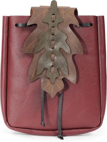 PROCOS Medieval Drawstring PU Leather Belt Pouch Renaissance Vintage Waist Bag Coin Purse for LARP Pirate Gothic Accessories (Black) in Saudi Arabia