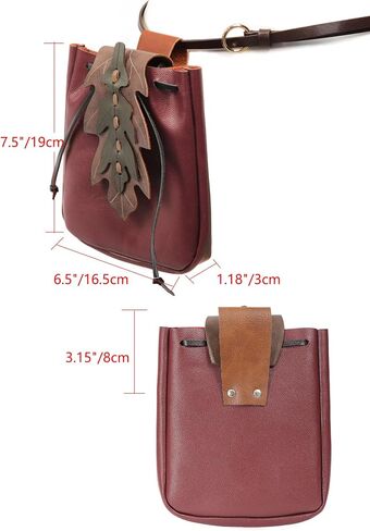 PROCOS Medieval Drawstring PU Leather Belt Pouch Renaissance Vintage Waist Bag Coin Purse for LARP Pirate Gothic Accessories (Black) in Saudi Arabia
