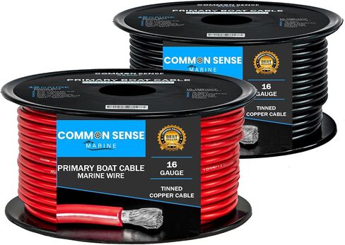 16 Gauge Primary Boat Cable - 20 ft Marine Grade Wire Tinned Oxygen-Free Copper - 16 AWG UL 1426 Standard PVC Wire for Boat, Automotive, Speakers, Camper & Trailers in Kuwait