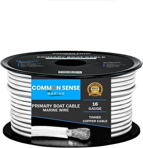 16 Gauge Primary Boat Cable - 20 ft Marine Grade Wire Tinned Oxygen-Free Copper - 16 AWG UL 1426 Standard PVC Wire for Boat, Automotive, Speakers, Camper & Trailers in Kuwait