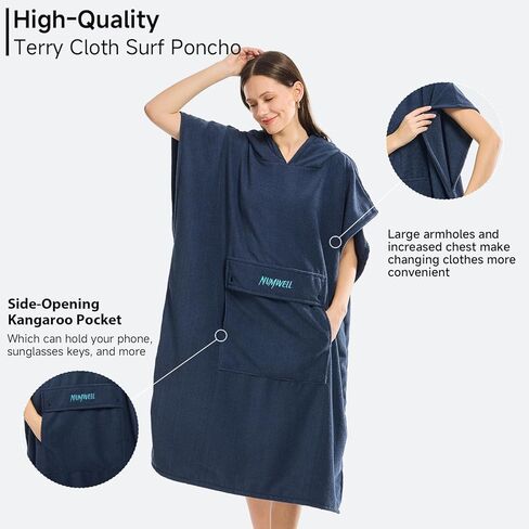 رداء منشفة تغيير المعطف مع غطاء للرأس، منشفة شاطئ من الألياف الدقيقة سريعة الجفاف ماصة للماء مع جيب لركوب الأمواج والسباحة والاستحمام وتغيير ملابس الغوص (أخضر زيتوني) in Kuwait