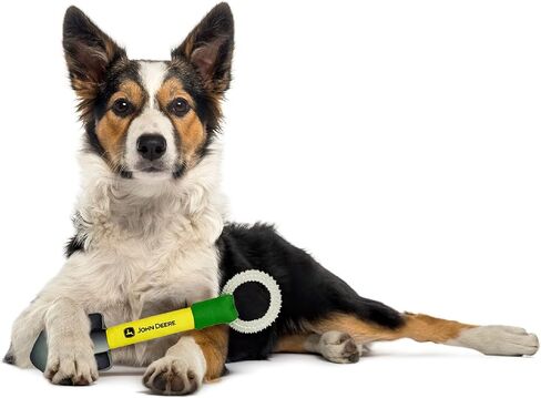 JohnDeere Goat Plush Toy for Dogs and Cats with Squeaker, Wearing a John Deere Jersey! Safe, Fun & Sporty Goat Shaped Dog Chew Toy, Interactive Pet Toy, Plush Teddy Bear for Pets in Saudi Arabia