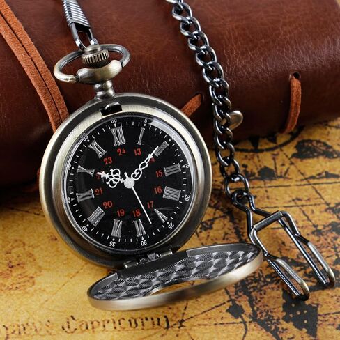 Realpoo Silvery Hollow Men's Pocket Watch, Roman Digital Scale Men's Quartz Pocket Watches, Quartz Pocket Watch with Chain for Men-Silvery in Saudi Arabia