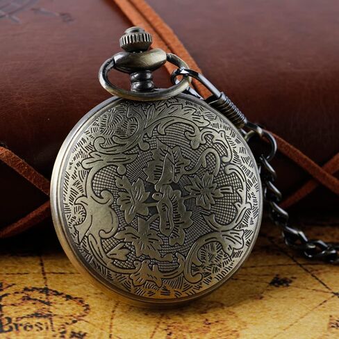 Realpoo Silvery Hollow Men's Pocket Watch, Roman Digital Scale Men's Quartz Pocket Watches, Quartz Pocket Watch with Chain for Men-Silvery in Saudi Arabia