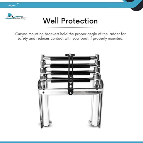 MARINE CITY 304 Grade Stainless Steel Sturdy and Strong Smooth Fine Polished 3 Step Telescoping Swim Ladder and Rubber Strap for Boats – RVs – Ships – Yachts – Swimming Pools (Pack of 1) in Saudi Arabia