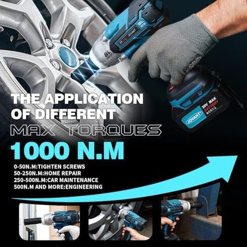 Cordless Impact Wrench Kit, 20V MAX Electric Impact Gun, 737Ft-lbs(1000N.m) Brushless Impact Wrenches, Power Impact Wrenches with 5-Mode Speed,Torque Wrench 1/2 Drive for Car/Truck RV/Mower in Saudi Arabia