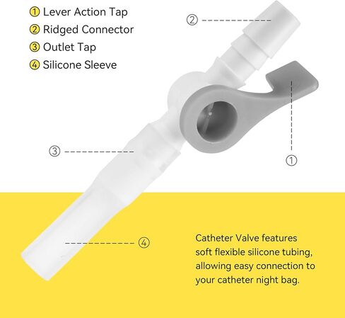 10 Pcs Ximter Comfort Flow Catheter Valves - Easy to Use Lever Tap, Smooth Edges, and Tubing for Optimal Urine Drainage Comfort (10 Pack) in Saudi Arabia