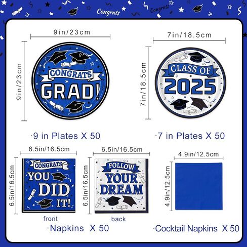 Graduation Plates and Napkins 2024 Graduation Party Supplies, Congrats Grad Disposable Dinner Plates, Dessert Paper Plates, and Napkins for Orange Graduation Party Decoration, Serves 50 in Kuwait