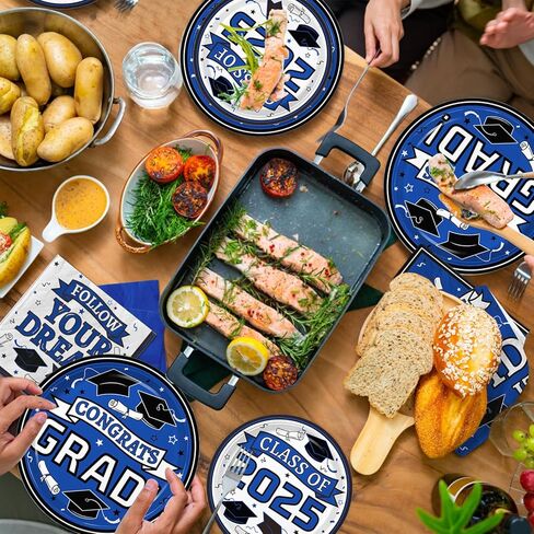 Graduation Plates and Napkins 2024 Graduation Party Supplies, Congrats Grad Disposable Dinner Plates, Dessert Paper Plates, and Napkins for Orange Graduation Party Decoration, Serves 50 in Kuwait