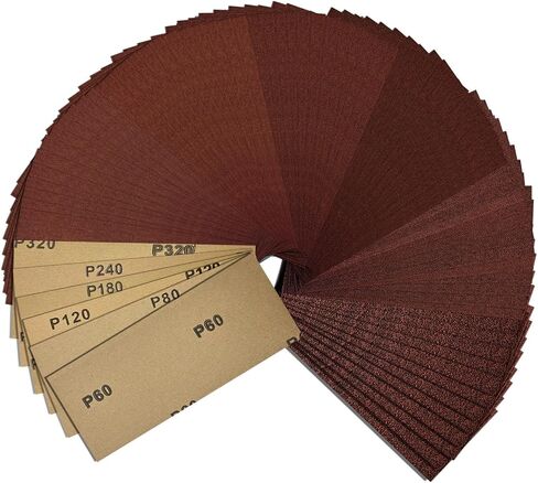 54 Pcs Sandpaper Set Sanding Paper 9"x3.6", Assorted Grit 60, 80, 120, 180, 240, 320, Fine Sandpaper for Metal Wood Glass Finishing in Saudi Arabia