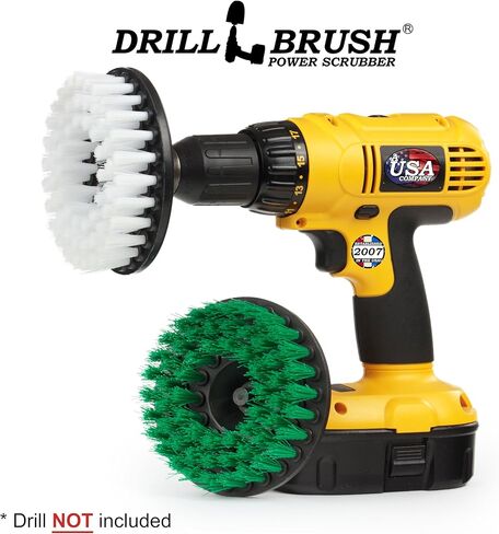 فرشاة الحفر - مجموعة تنظيف الفرشاة الدوارة مقاس 5 بوصات - الكالسيوم والرواسب المعدنية وزبدة الصابون والصدأ - مزيل بقع الماء العسر - منظف الجص - ستارة الدش - سجادة الحمام - إكسسوارات الحمام - باب الدش in Kuwait