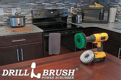 فرشاة الحفر - مجموعة تنظيف الفرشاة الدوارة مقاس 5 بوصات - الكالسيوم والرواسب المعدنية وزبدة الصابون والصدأ - مزيل بقع الماء العسر - منظف الجص - ستارة الدش - سجادة الحمام - إكسسوارات الحمام - باب الدش in Kuwait