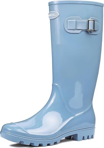 DKSUKO Women's Tall Rain Boots Waterproof Wellington Boots (10 B(M) US, Bright Grey) in Saudi Arabia