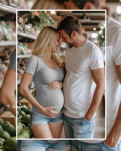 Huukeay 4 Pack Women's Maternity Shirts Scoop Neck Maternity Top Short Sleeve Casual Cotton Tee Side Ruched Pregnancy Clothes in Saudi Arabia