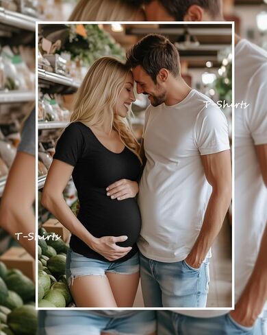 Huukeay 4 Pack Women's Maternity Shirts Scoop Neck Maternity Top Short Sleeve Casual Tee Side Ruched Pregnancy Clothes in Saudi Arabia