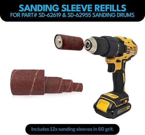 LINE10 Tools 16pk Sanding Drum and Sleeves Set, Spindle Sander Attachment for Drill and Drill-Press, Die-Grinder, 2-inch Extra Long Surface, 1/4-inch Shank in Saudi Arabia
