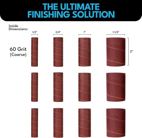 LINE10 Tools 16pk Sanding Drum and Sleeves Set, Spindle Sander Attachment for Drill and Drill-Press, Die-Grinder, 2-inch Extra Long Surface, 1/4-inch Shank in Saudi Arabia