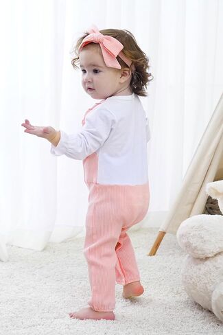 QITUDATEY New Born Clothes Baby Girls Romper Long Sleeve Footless Bodysuit One Piece Jumpsuit Newborn Sets for Birthday in Kuwait