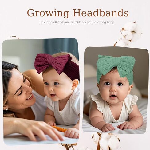 Stretchy Baby Girl Headband Bows, 8 Pack Nylon Hair Bands with Bow for Newborn Infant Toddler (66-01) in Saudi Arabia