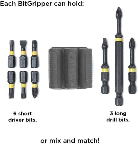 Spider Tool Holster - BitGripper v2 - Pack of Two - High Strength 3M Adhesive Drill add-on for Easy Access to six Driver bits on The Side of Your Power Drill or Driver! in Saudi Arabia