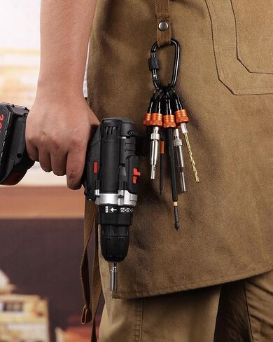 Bit Holder Key Chain 12 Pcs Set, 1/4 inch Socket Hex Shank Bit Holders Keychain for Impact Drills Nut Driver, Quick Release Screwdriver Extension Tool with Carabiner, Tools Gifts for Men (Orange) in Saudi Arabia