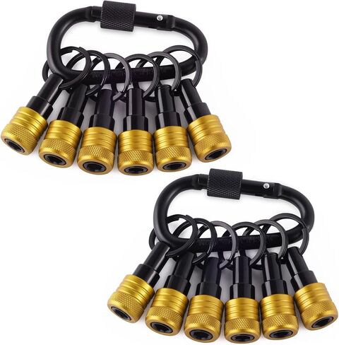 Bit Holder Key Chain 12 Pcs Set, 1/4 inch Socket Hex Shank Bit Holders Keychain for Impact Drills Nut Driver, Quick Release Screwdriver Extension Tool with Carabiner, Tools Gifts for Men (Orange) in Saudi Arabia