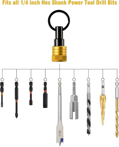 Bit Holder Key Chain 12 Pcs Set, 1/4 inch Socket Hex Shank Bit Holders Keychain for Impact Drills Nut Driver, Quick Release Screwdriver Extension Tool with Carabiner, Tools Gifts for Men (Orange) in Saudi Arabia