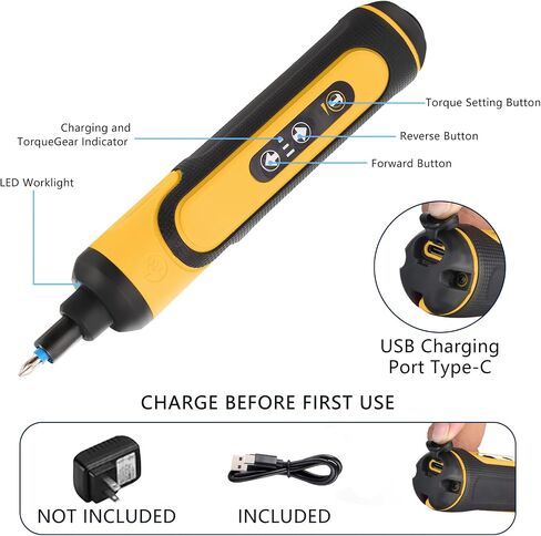 Electric Screwdriver Rechargeable, 4V Cordless Screwdriver, with 3 gear torque adjustment and 26 Bits, Extension Rod, USB Charging Cable, Suitable for furniture or appliance repair Pink in Saudi Arabia