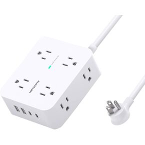 قطاع الطاقة الواقي من زيادة التيار، سلك تمديد مع منافذ متعددة، قابس مسطح رفيع للغاية بطول 5 أقدام 8 منافذ 4 منافذ USB (2USB C)، موسع منافذ متعدد التوصيل 1080J للمنزل والمكتب والكلية وأساسيات غرفة النوم in Kuwait