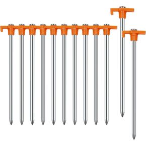 12PCS Tent Stakes Heavy Duty Camping Stakes,AVOFOREST 7.1 Inch Non-Rust Metal Tent Pegs Ground Stakes Tent Spikes Camping,Garden,Hiking Orange