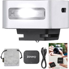 ZF08 Miniature Camera Flash, 5-Step Flash Power Adjustment, CCT 6500K ± 200K, Compatible with Sony/Canon/Fuji/Nikon Cameras with Contact Hotshoe Interface（Black）