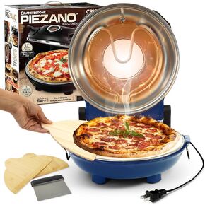 PIEZANO Pizza Oven EXCLUSIVE Bundle with Pizza Cutter + Dough Roller by Granitestone, Electric Pizza Oven Indoor Portable, 12 Inch Indoor Pizza Oven Countertop Heats up to 800˚F As Seen on TV Products