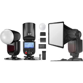 NEEWER Z1-C TTL Round Head Flash Speedlite for Canon with Magnetic Dome Diffuser, 76Ws 2.4G 1/8000s HSS Speedlight, 10 Levels LED Modeling Lamp, 1.5s Recycling, Translucent Flash Diffuser Included