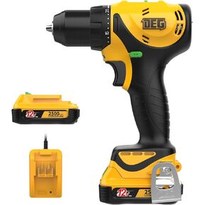 12V MAX Cordless Drill,Electric Power Drill Set with Battery & Charger, 3/8-Inch Keyless Chuck, 2 Variable Speed, 20+1 Torque Setting Power Tools Kit