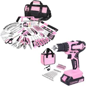FASTPRO 268-Piece Pink Tool Set & 20V Cordless Drill Driver